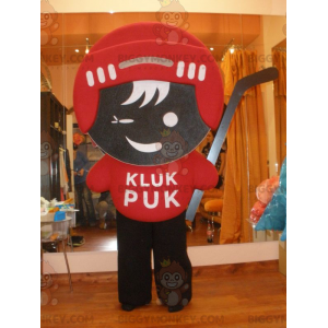 BIGGYMONKEY™ Mascot Costume of Hockey Player in Red and Brown