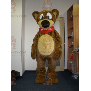 Bruin en geel teddy BIGGYMONKEY™ mascottekostuum. teddybeer -