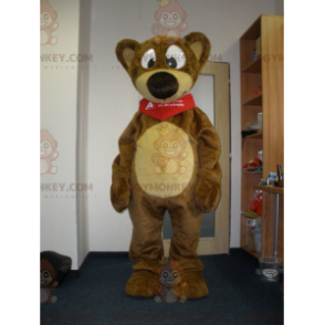 Bruin en geel teddy BIGGYMONKEY™ mascottekostuum. teddybeer -