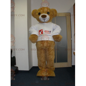 Costume de mascotte BIGGYMONKEY™ d'ours en peluche beige très