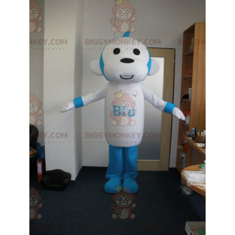Costume de mascotte BIGGYMONKEY™ de singe bleu et blanc. Costume de mascotte BIGGYMONKEY™ de singe bleu et blanc.