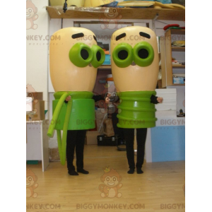 2 Maskot BIGGYMONKEY™ s béžovými a zelenými žárovkami. 2