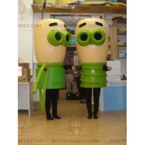 2 Maskot BIGGYMONKEY™ s béžovými a zelenými žárovkami. 2