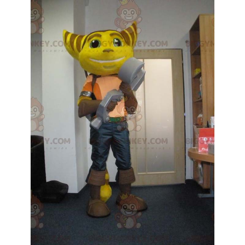 Video Games Yellow and Brown Cat Ratchet BIGGYMONKEY™ Mascot