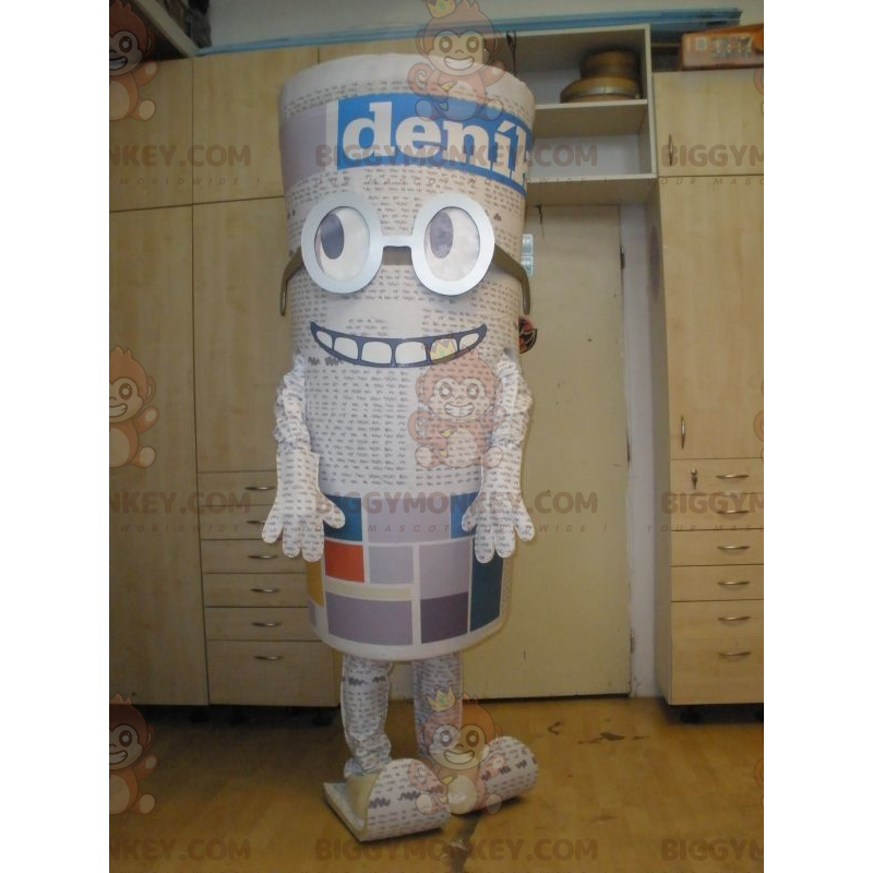 Giant Log BIGGYMONKEY™ mascottekostuum met bril. Krant -