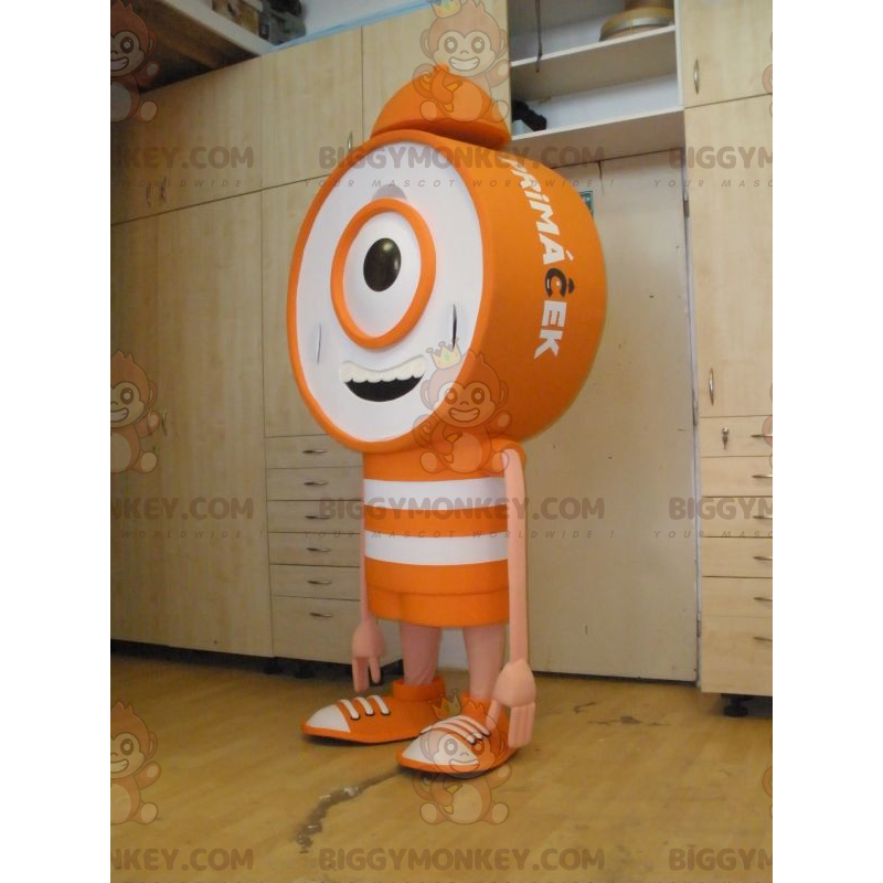  Costume da mascotte con sveglia gigante arancione e bianca con sveglia BIGGYMONKEY™ - BiggyMonkey.com
