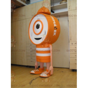  Costume da mascotte con sveglia gigante arancione e bianca con sveglia BIGGYMONKEY™ - BiggyMonkey.com