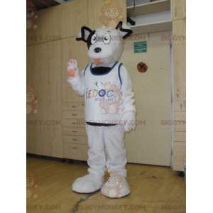 Funny Furry Soft White And Black Dog BIGGYMONKEY™ Mascot