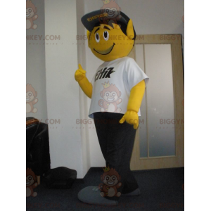 BIGGYMONKEY™ Meget smilende gul mands maskotkostume med kasket