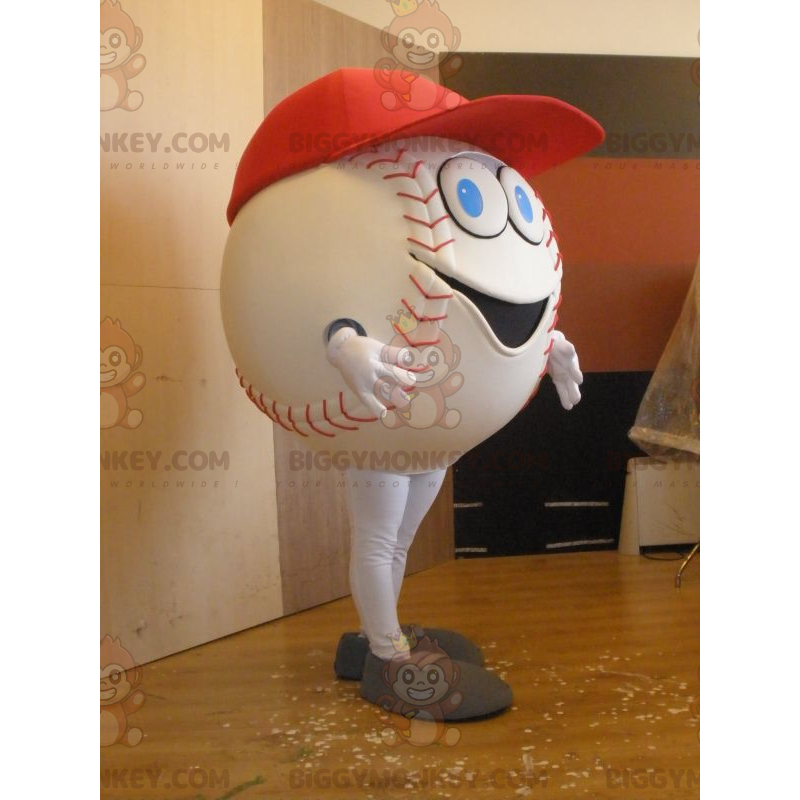 Costume de mascotte BIGGYMONKEY™ de balle de baseball blanche