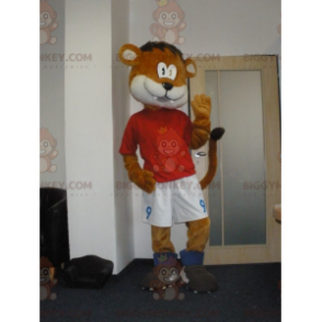 Πορτοκαλί και Λευκή Στολή Μασκότ BIGGYMONKEY™ Tiger με αθλητικά ρούχα - Μασκότ τίγρης - BIGGYMONKEY_05722 - BiggyMonkey.com