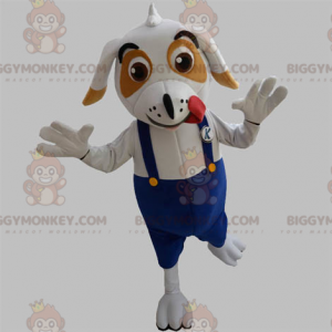 Λευκή και καφέ στολή μασκότ σκύλου BIGGYMONKEY™ με φόρμες -