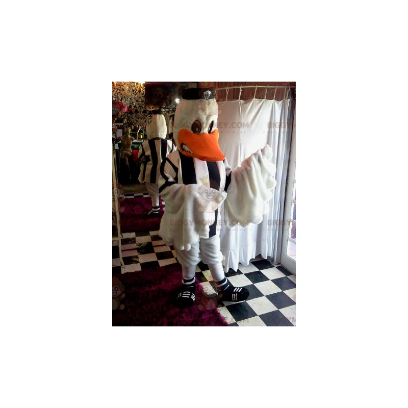 White Duck BIGGYMONKEY™ maskotkostume Dress Up med fodboldtrøje White Duck BIGGYMONKEY™ maskotkostume Dress Up med fodboldtrøje