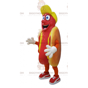 Στολή μασκότ με Giant Smiling Greedy Hot Dog BIGGYMONKEY™ - Μασκότ τροφίμων - BIGGYMONKEY_05726 - BiggyMonkey.com