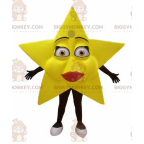 Veldig feminin gigantisk gul stjerne BIGGYMONKEY™ maskotkostyme - Uklassifiserte maskoter - BIGGYMONKEY_05731 - BiggyMonkey.com