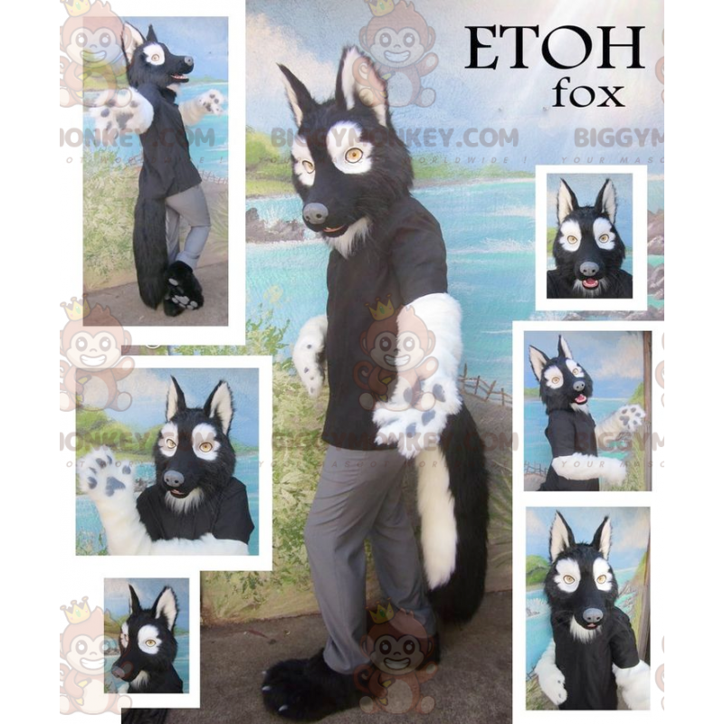 Costume da mascotte BIGGYMONKEY™ lupo bianco e nero - Costume da mascotte BIGGYMONKEY™ lupo bianco e nero -