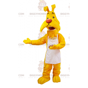 BIGGYMONKEY™ gele snor mascotte kostuum gekleed met witte