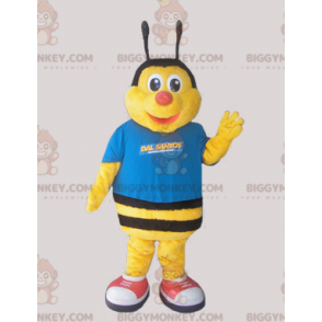 Fantasia de mascote BIGGYMONKEY™ de abelha amarela e preta