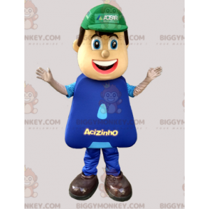Plumber Worker BIGGYMONKEY™ Mascot Costume Blue Dressed -