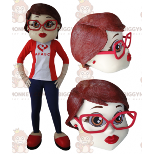 BIGGYMONKEY™ Mascot Costume of Elegant Woman with Glasses –