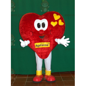 Costume de mascotte BIGGYMONKEY™ de cœur rouge et jaune géant.