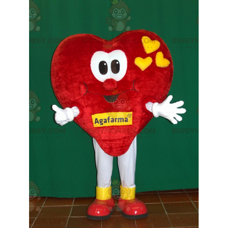 Giant Red and Yellow Heart BIGGYMONKEY™ Mascot Costume.