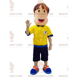 Referee Man BIGGYMONKEY™ Mascot Costume with Blue and Yellow