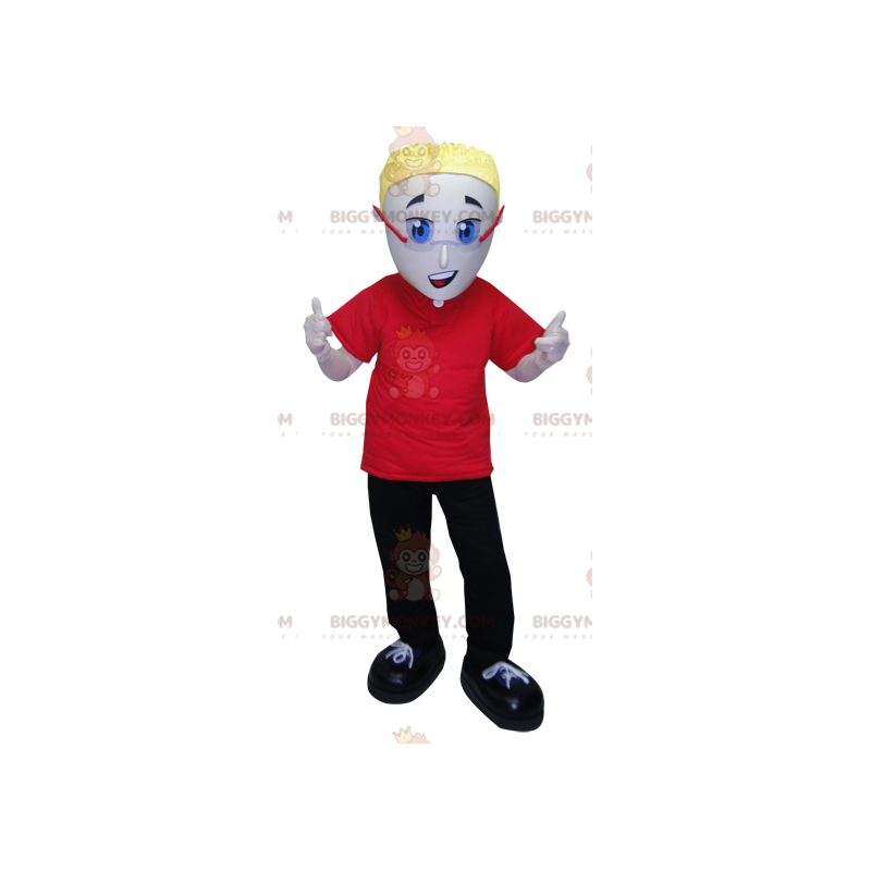 BIGGYMONKEY™ mascottekostuum van man gekleed in rood en zwart BIGGYMONKEY™ mascottekostuum van man gekleed in rood en zwart