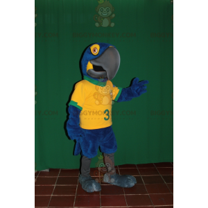 Disfraz de mascota de loro azul y amarillo BIGGYMONKEY™ con