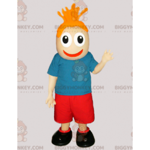 Schneemann BIGGYMONKEY™ Maskottchenkostüm mit rotem und blauem