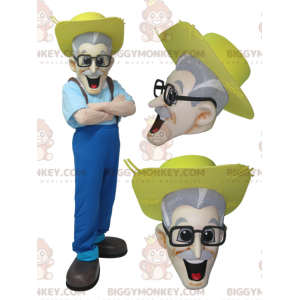 Στολή μασκότ Μουστακιού Farmer BIGGYMONKEY™ με ψάθινο καπέλο -