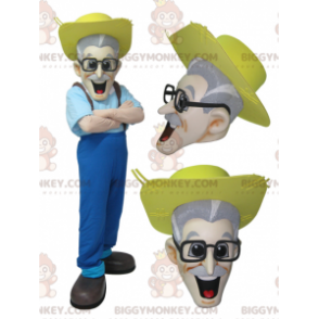 Disfraz de mascota BIGGYMONKEY™ granjero bigotudo con sombrero