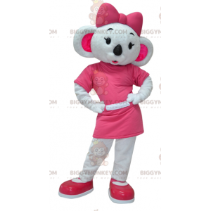 Bardzo kobiecy biało-różowy kostium maskotka koala BIGGYMONKEY™
