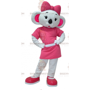 Disfraz de mascota Koala blanco y rosa muy femenino