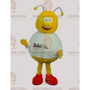Costume de mascotte BIGGYMONKEY™ d'abeille jaune et rouge ronde