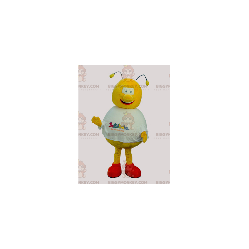 Costume de mascotte BIGGYMONKEY™ d'abeille jaune et rouge ronde