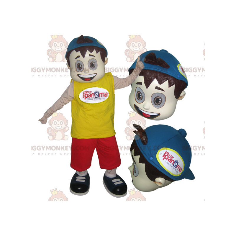 Teenage dreng BIGGYMONKEY™ maskotkostume med kasket - Teenage dreng BIGGYMONKEY™ maskotkostume med kasket -