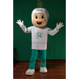 BIGGYMONKEY™ mascottekostuum voor jongen, gekleed in wit en