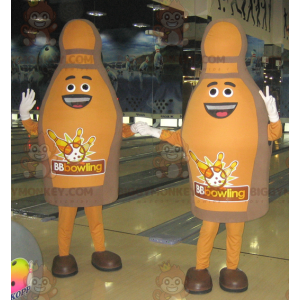 2 BIGGYMONKEY™s Smiling Brown Bowling Skittles Mascot -