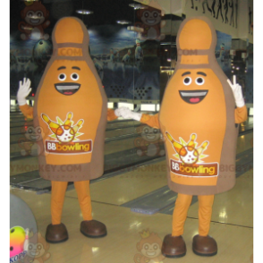 2 BIGGYMONKEY™s Smiling Brown Bowling Skittles Mascot -