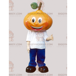 Στολή μασκότ Giant Pear BIGGYMONKEY™ ντυμένη σε μπλε και λευκό