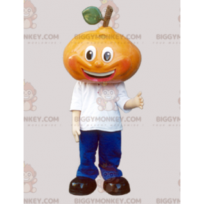 Στολή μασκότ Giant Pear BIGGYMONKEY™ ντυμένη σε μπλε και λευκό