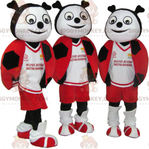 3 BIGGYMONKEY™s mascot red black and white ladybugs -