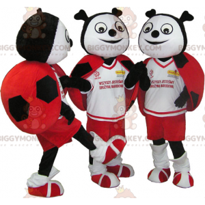 3 coccinelle rosse e bianche della mascotte di BIGGYMONKEY™ -