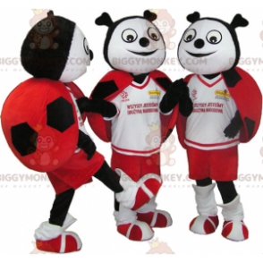 3 BIGGYMONKEY™s maskot røde sorte og hvide mariehøns -