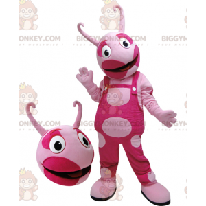 Costume da mascotte BIGGYMONKEY™ creatura rosa bicolore.