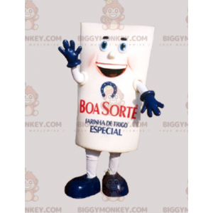 White and Blue Giant Flour Packet BIGGYMONKEY™ Mascot Costume -