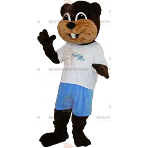 Soft and Cute Brown and Beige Beaver BIGGYMONKEY™ Mascot