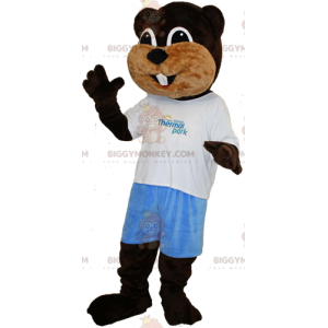 Soft and Cute Brown and Beige Beaver BIGGYMONKEY™ Mascot