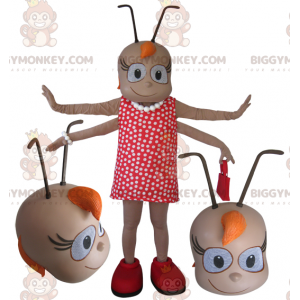 BIGGYMONKEY™ Weibliches 4-armiges Insekten-Maskottchen-Kostüm